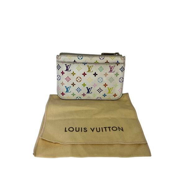 LOUIS VUITTON White Multicolor Murakami Key Coin Pouch Wallet - Picture 6 of 10